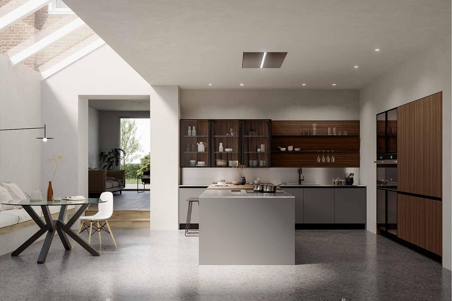 Cuisine noyer et blanc, finitions premium